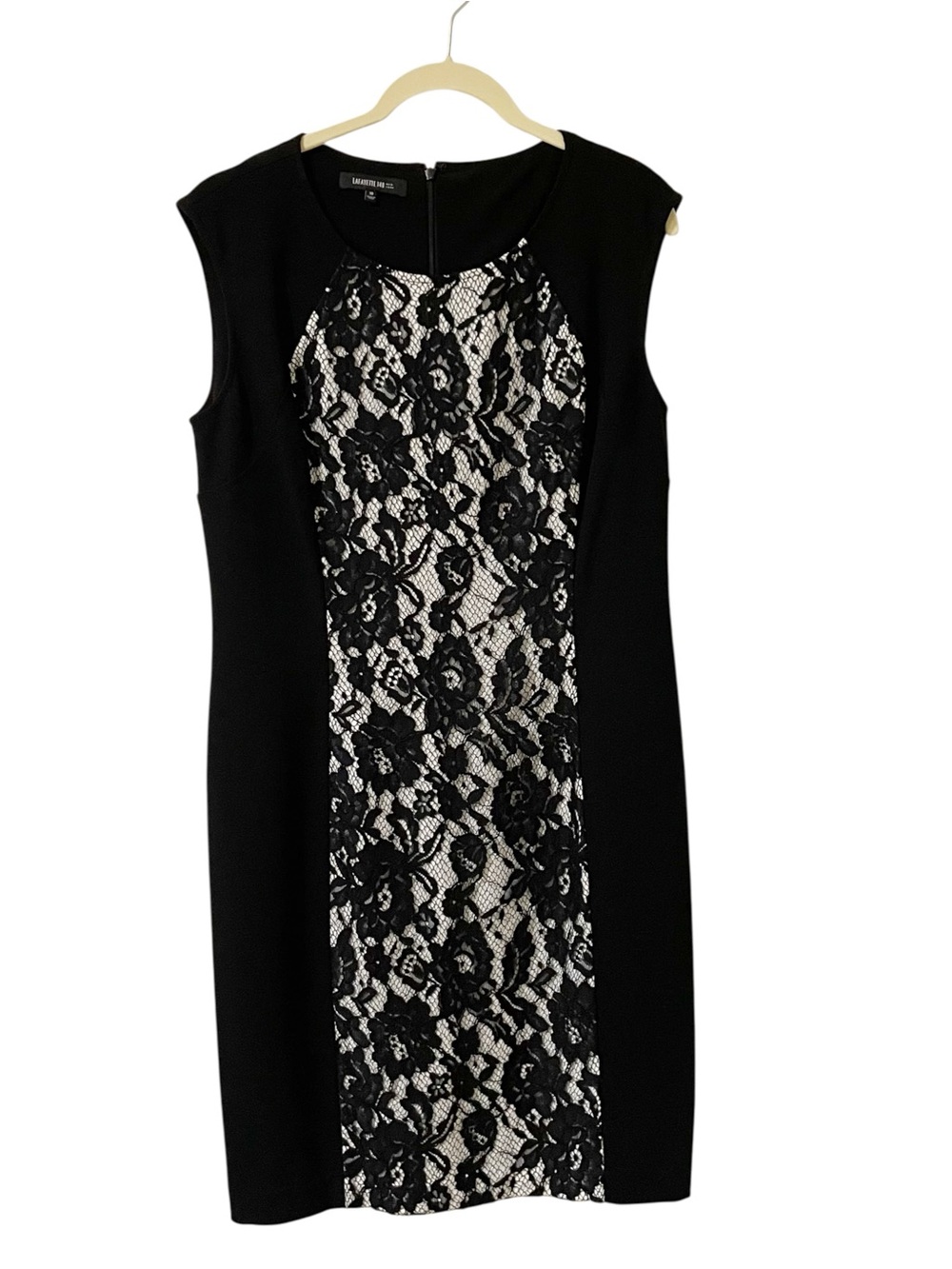 Lafayette 148 Black Lace-Front Sheath Dress
